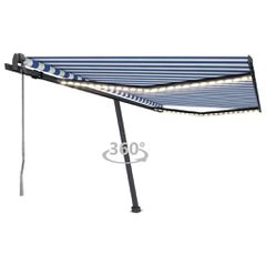 vidaXL Τέντα Αυτόματη με LED & Αισθ. Ανέμου Μπλε / Λευκό 450x350 εκ.