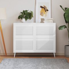 vidaXL Πορτάκια με Περσίδες 4 Τεμ. Λευκά 39,5x59,4εκ Μασίφ Ξύλο Πεύκου
