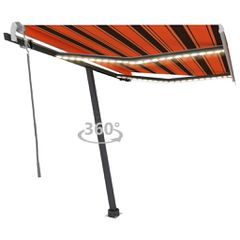 vidaXL Τέντα Συρόμενη Χειροκίνητη με LED Πορτοκαλί/Καφέ 350 x 250 εκ.