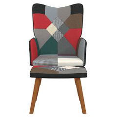 vidaXL Πολυθρόνα Relax Σχέδιο Patchwork Υφασμάτινη με Σκαμπό-thumb-2