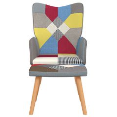 vidaXL Πολυθρόνα Relax Σχέδιο Patchwork Υφασμάτινη με Σκαμπό-thumb-2
