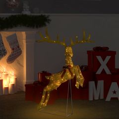 vidaXL Ιπτάμενος Τάρανδος Χριστουγ διακόσμηση 120 LED Χρυσ Θερμό Λευκό