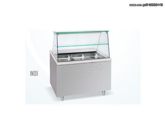 INOXWEB-ΜΠΕΝ ΜΑΡΙ ΒΙΤΡΙΝΑ ΕΠΙΔΑΠΕΔΙΟ INOX CORIAN FROST 180X90X130 ΕΚ BM-CMF180I