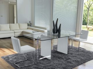 Τραπέζι Chromed Free Matt satined painted extralight glass 180x90x76 - Shining lacquered wood