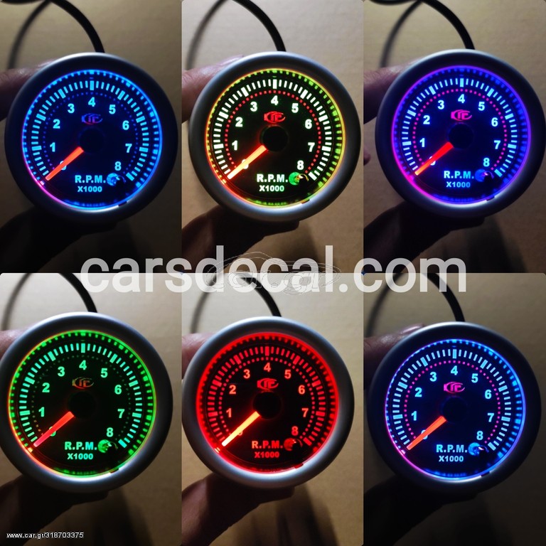 Στροφόμετρο Όργανο RPM με Shift Light 55mm 