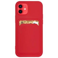 Card Case silicone wallet case with card holder documents for iPhone 12 Pro red