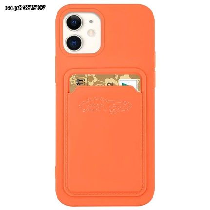 Card Case silicone wallet case with card holder documents for iPhone 13 mini orange