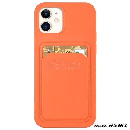 Card Case silicone wallet case with card holder documents for iPhone 13 Pro orange