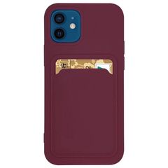 Card Case silicone wallet case with card holder documents for Samsung Galaxy A42 5G burgundy