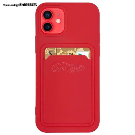 Card Case silicone wallet case with card holder documents for Samsung Galaxy A72 4G red