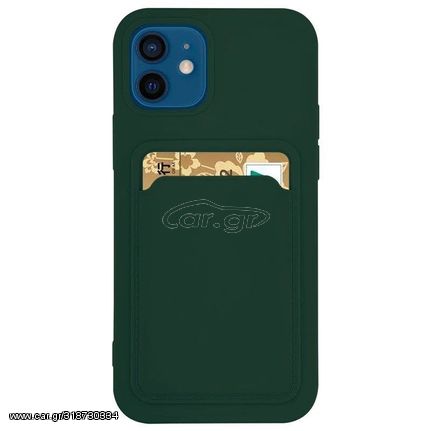 Card Case silicone wallet case with card holder documents for Samsung Galaxy A72 4G dark green