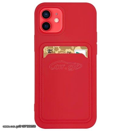 Card Case silicone wallet case with card holder documents for Samsung Galaxy A22 4G red