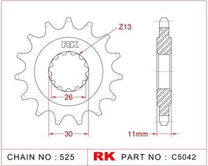ΓΡΑΝΑΖΙ ΚΙΝΗΣ C5042 16Δ 1591 RK TDM900 MT07 FZ08 MT09 YZF1000R1