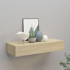 vidaXL Ράφι Επιτοίχιο με Συρτάρι Χρώμα Δρυός 60 x 23,5 x 10εκ. από MDF
