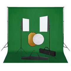 vidaXL Κιτ Φωτογραφικού Στούντιο Softbox με Φώτα, Φόντο & Ανακλαστήρα