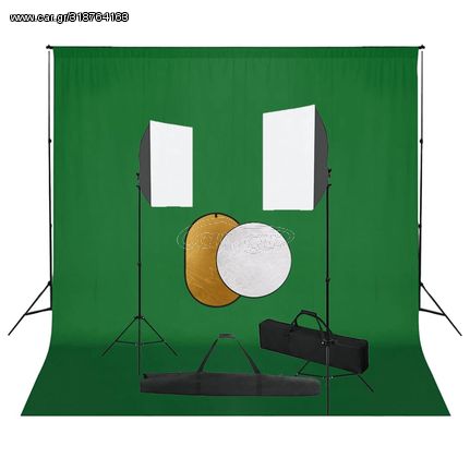 vidaXL Κιτ Φωτογραφικού Στούντιο Softbox με Φώτα, Φόντο & Ανακλαστήρα