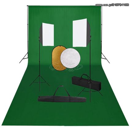 vidaXL Κιτ Φωτογραφικού Στούντιο Softbox με Φώτα, Φόντο & Ανακλαστήρα