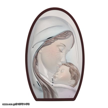 ΑΣΗΜΕΝΙΑ ΕΙΚΟΝΑ ΠΑΝΑΓΙΑ ΜΕ ΧΡΙΣΤΟ MA-E902-2-C  Ασήμι 925 επιπλατινωμένο  33x25 cm