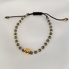 ΒΡΑΧΙΟΛΙ-ΓΟΥΡΙ 22 "ONYX LUCK" Ασήμι 925 επιπλατινωμένο