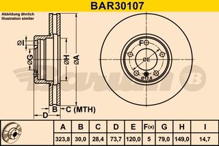 ΔΙΣΚΟΠΛΑΚΑ BMW 5Ε39 ΕΜΠΡΟΣ 324Χ30ΜΜ - BAR30107