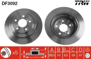 ΔΙΣΚΟΠΛΑΚΑ SUBARU FORESTER ΠΙΣΩ 266Χ10ΜΜ - DF3092
