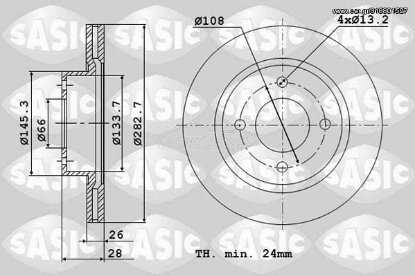 ΔΙΣΚΟΠΛΑΚΑ CITROEN ΧΑΝΤΙΑ PEUGEOT 406 ΕΜΠΡΟΣ 283Χ26ΜΜ - 2464R74J