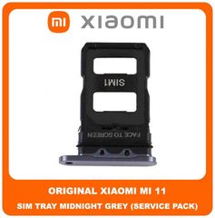 Original Γνήσιο Xiaomi Mi 11 Mi11 (M2011K2C, M2011K2G) SIM Card Tray Cover Assy + Micro SD Tray Slot Υποδοχέας Βάση Θήκη Κάρτας SIM Κάλυμμα Midnight Gray Γκρι (Service Pack By Xiaomi)