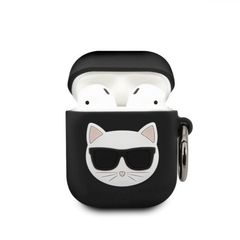 Karl Lagerfeld Embossed Logo Choupette’s Head Collection Θήκη προστασίας από σιλικόνη για Apple Airpods/Airpods 2 Μαύρο (200-108-796)