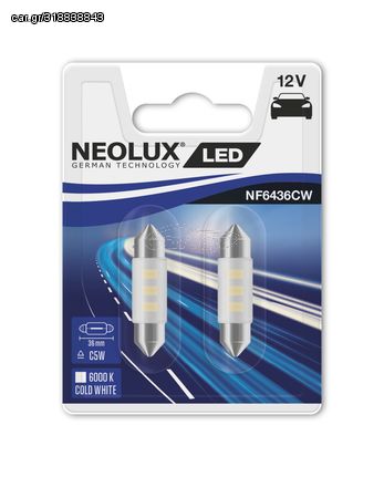 NEOLUX LED 12V 0,5W SV8,5-8 36mm 6000K Cold White (NF6436CW-02B) 2τμχ