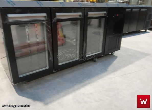 Ψυγείο πάγκος συντήρηση με 3 πόρτες μέ κρύσταλλα BLACK LINE 180X60X87. εκ ID-PSM18060GL/BLC-- ΝΕO