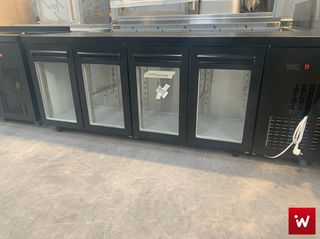 INOXWEB-Ψυγείο πάγκος συντήρηση με 4 πόρτες μέ κρύσταλλα BLACK LINE 225X60X87. εκ ID-PSM225860GL/BLC