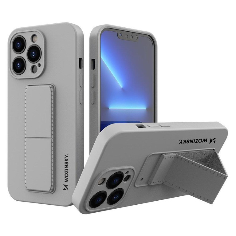 Wozinsky Kickstand Case silicone case with stand iPhone 13 mini gray