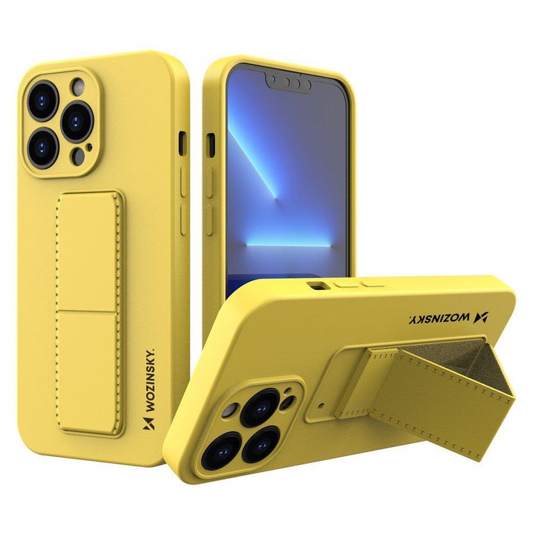 Wozinsky Kickstand Case silicone case with stand iPhone 13 mini yellow