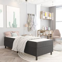 vidaXL Κρεβάτι Boxspring Σκούρο Γκρι 80 x 200 εκ. Υφασμάτινο