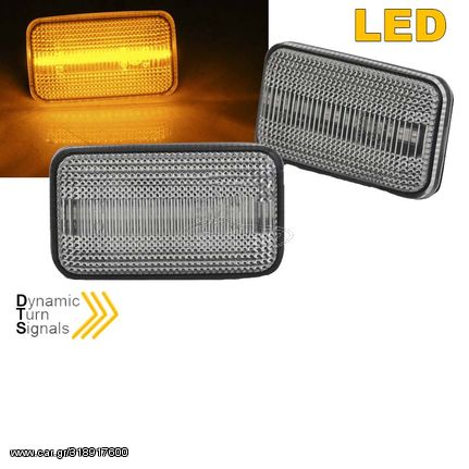 Πλαϊνά Φλας Φτερού Για VW Golf 1 / 2 74-91 / Jetta 84-91 / Corrado 88-95 Led Dynamic Λευκά 2 Τεμάχια