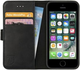 Rosso Deluxe Δερμάτινη Θήκη Πορτοφόλι Apple iPhone SE / 5S / 5 - Black (8719246113291) 93467