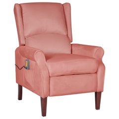 vidaXL Πολυθρόνα Μασάζ Ανακλινόμενη Ροζ Βελούδινη
