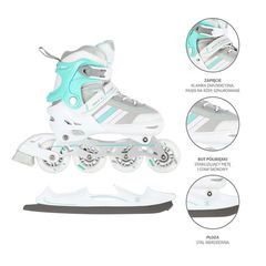 Αυξομειούμενα Rollers 2 σε 1 In-Line & Hockey Skates Large (39-43) Άσπρο/Μπλε NH18191 Nils Extreme