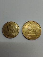 10 Centimes, 1973, 20 Centimes, 1974 France