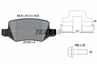 TEXTAR 2313803 Σετ τακάκια, δισκόφρενα W169-W168 MERCEDES BENZ