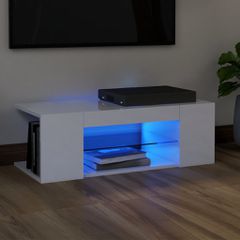 vidaXL Έπιπλο Τηλεόρασης με LED Γυαλιστερό Λευκό 90x39x30 εκ.