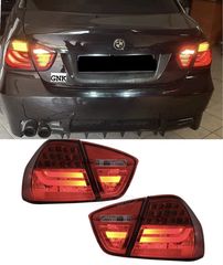 ΦΑΝΑΡΙΑ ΠΙΣΩ LED Taillights BMW 3 Series E90 (2005-2008) LED Light Bar LCI Design Red Clear