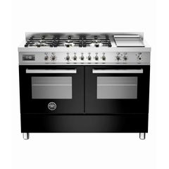 Bertazzoni PRO120 6G MFE D NE T Κουζίνα με 2 Φούρνους Ηλεκτρικούς 58+58lt και 6 Εστίες Φυσικού Αερίου + Teppanyaki 14,25kW