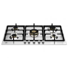 Bertazzoni P90 5C PRO X Εντοιχιζόμενη Εστία Αερίου 5 Καυστήρων 12,5kW με Μπρούτζινους Διασπορείς και Ανοξείδωτη Επιφάνεια