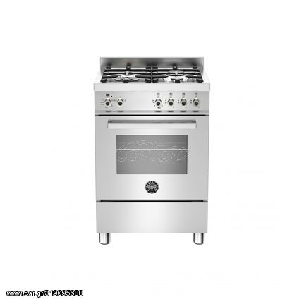 Bertazzoni PRO60 4 GEV S X E Κουζίνα με Φούρνο Αερίου και Grill Ηλεκτρικό 56lt 5 Λειτουργιών και 4 Εστίες Αερίου 10.75kW 59,5x60x91,5 cm