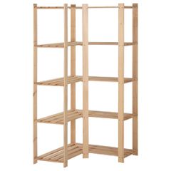 vidaXL Γωνιακή Ραφιέρα 5 Επιπέδων 82,5x82,5 x170 εκ. Μασίφ Ξύλο Πεύκου