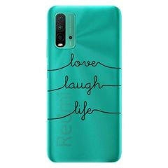 Θήκη TPU inos Xiaomi Redmi 9T Art Theme Love-Laugh-Life