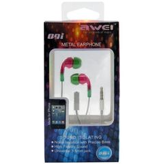 Hands Free Stereo Awei Q9i Apple iPhone 6 3.5mm με Μικρά Ακουστικά + On/Off Ροζ-Πράσινο