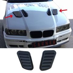 Αεραγωγοί Καπό Αυτοκόλλητοι Universal Τύπου Bmw GTR Μεγάλοι 18 x 15 x 33 x 1.5cm Μαύροι 2 Τεμάχια