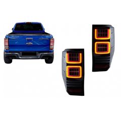 Πισινά Φανάρια Set Για Ford Ranger 12-18 Led Bar Dynamic Μαύρα Full Led VLand